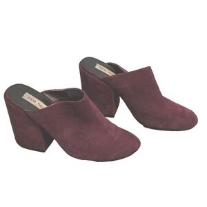 Steve Madden Women's Maroon Leather Slip On Heel‎ Mule Shoes Size 7.5M